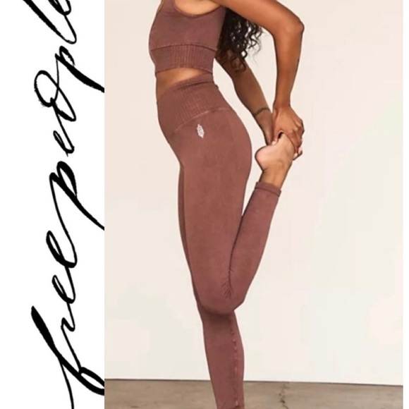 Free People Good Karma Hi Rise Leggings in Sequoia Size Medium Large NWOT $78 - Picture 2 of 10